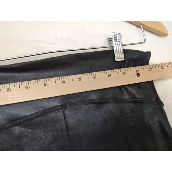 Spanx Faux Leather Leggings Women M Tall Black Shiny Shapewear Stretch Rocker - Picture 9 of 12